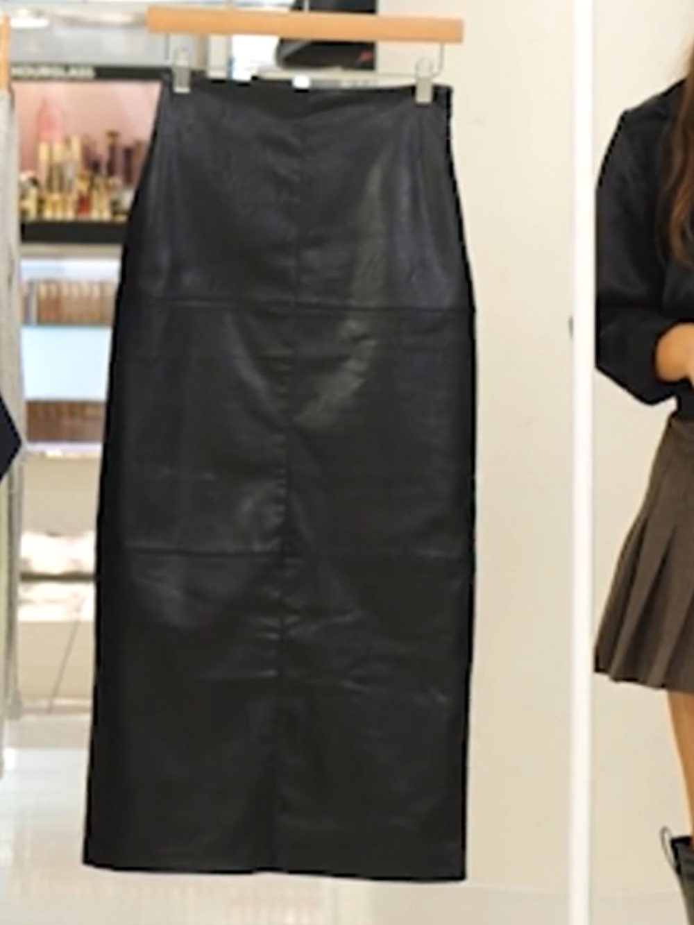 Topshop Black Faux Leather Midi Pencil Skirt